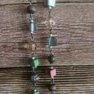 Premier Designs Green and Pink Necklace